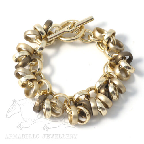 Aluminium Jewellery Chain 12 Bracelet ( Large Loop) - Khaki / Gold