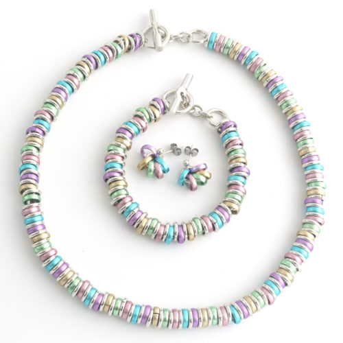Aluminium Jewellery Chain RRK Necklace Pastel Multicolour/Silver - Image 3