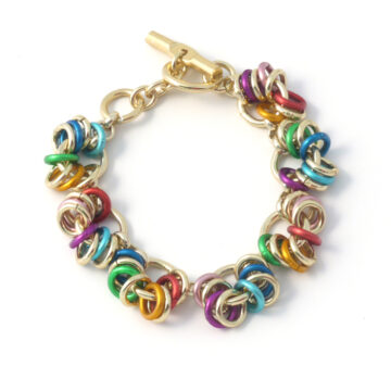 Aluminium Chain 15 (Small Loop) Bracelet - Matt Multicolour/Gold 22