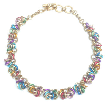 Aluminium Jewellery Chain 15 (Small Loop) Necklace - Matt Multicolour/gold