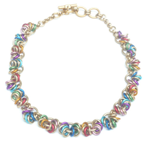 Aluminium Jewellery Chain 15 (Small Loop) Necklace - Matt Multicolour/gold