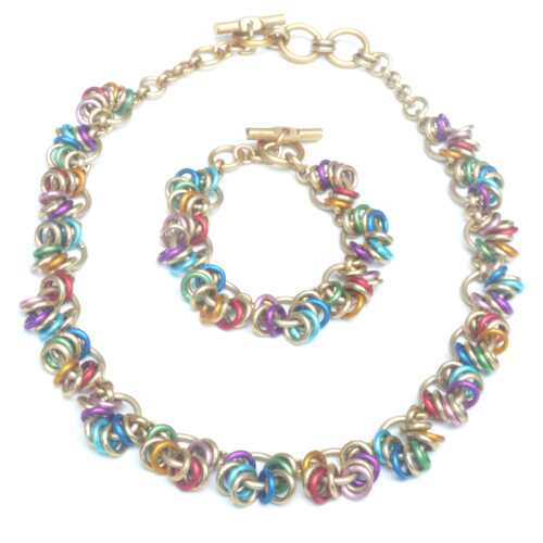 Aluminium Jewellery Chain 15 (Small Loop) Necklace - Matt Multicolour/gold - Image 2