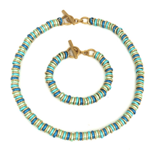 Aluminium Jewellery Chain RRK Bracelet (Small Tube) - Marine/Matt Gold - Image 2