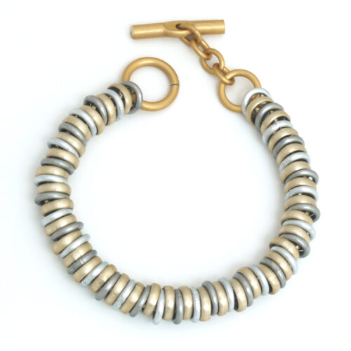 Aluminium Jewellery Chain RRK Bracelet (Small Tube) - Silver/Matt Gold