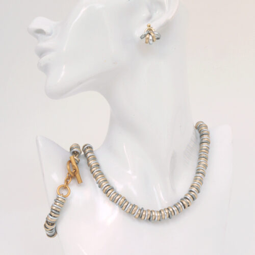 Aluminium Jewellery Chain RRK Bracelet (Small Tube) - Silver/Matt Gold - Image 3
