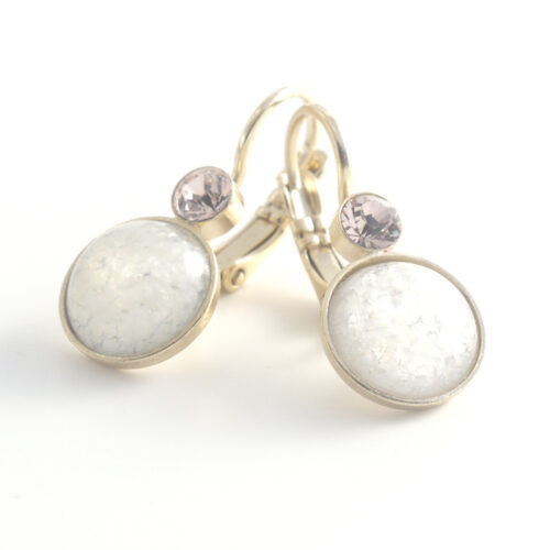 Bohemia Drop Earrings - Colour 01 (White) with Rose Crystal/g