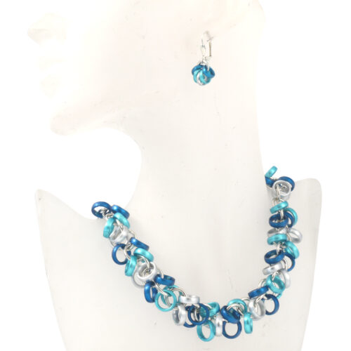 Aluminium Jewellery Drop Earrings - Blue/Silver - Image 2