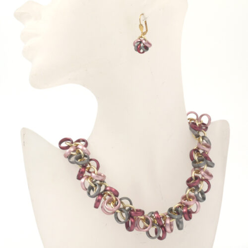 Aluminium Jewellery Drop Earrings - Rose, Anthracite/Gold - Image 2