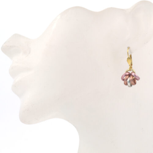 Aluminium Jewellery Drop Earrings - Pink, Cream Gold