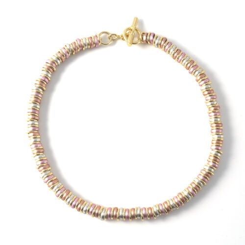 Aluminium Jewellery Chain RRK Necklace (Small Tube) Pink, Cream/Gold
