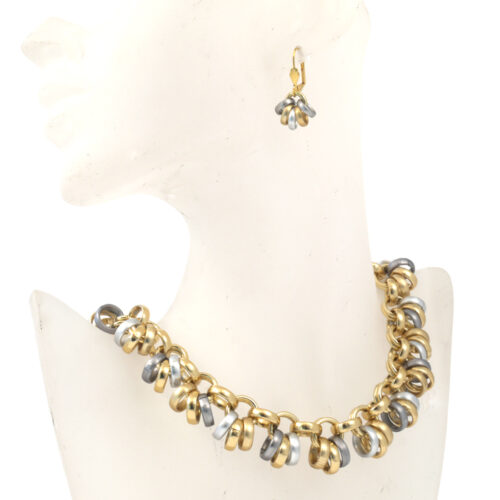 Aluminium Jewellery Drop Earrings - Matt Gold/Silver - Image 2