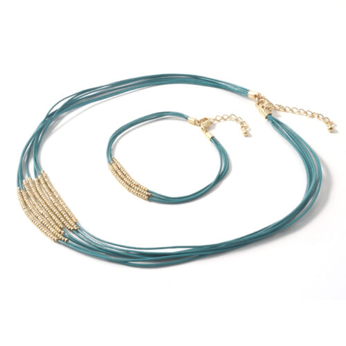 Abacus Bracelet - Turquoise Leather - Image 2