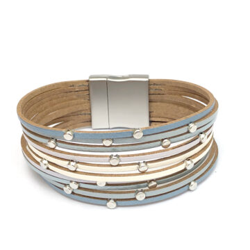Callista Leather Bracelet - Light Blue Mix