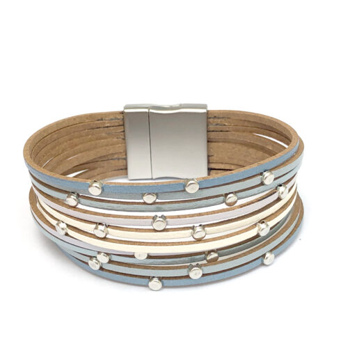 Callista Leather Bracelet - Light Blue Mix