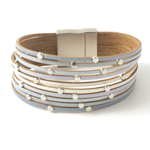 Callista Leather Bracelet - Grey Mix