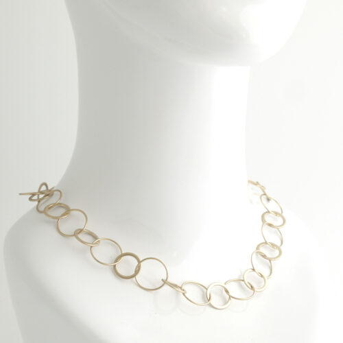Circle Chain Single Rings Bracelet - Matt Gold - Image 3