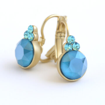 Biba Small Round Drop Earrings - Azure Blue/Gold