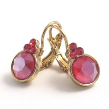 Biba Small Round Drop Earrings - Red/Gold