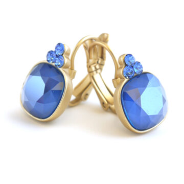 Biba Square Drop Earrings - Blue/Gold