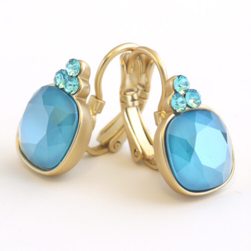 Biba Square Drop Earrings - Azure Blue/Gold