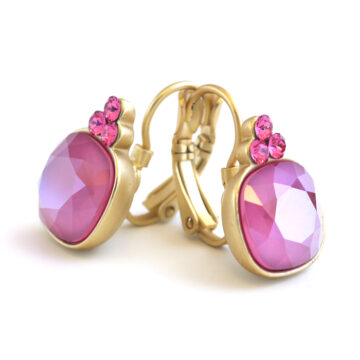 Biba Square Drop Earrings - Rose Pink/Gold