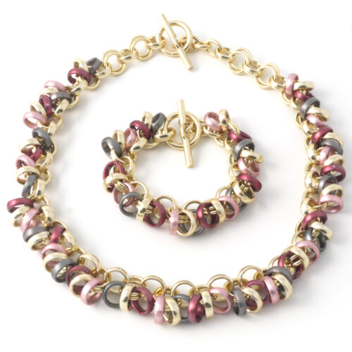 Aluminium Jewellery Chain 12 Bracelet ( Large Loop) - Rose Anthracite/Gold - Image 2