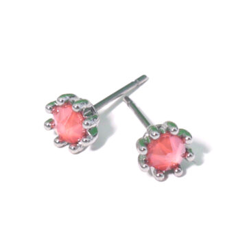 Biba Mini Dot Studs - Coral/Silver