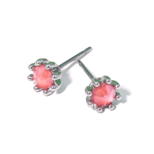Biba Mini Dot Studs - Coral/Silver