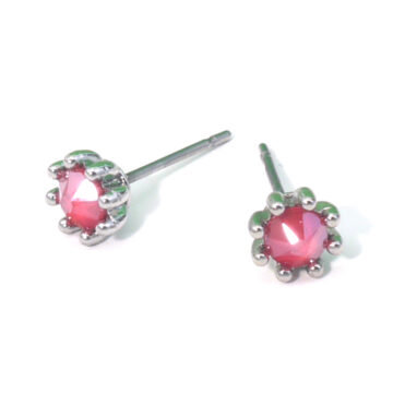Biba Mini Dot Studs - Rose Pink/Silver