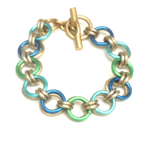 Aluminium Jewellery Chain 28 Bracelet - Matt Gold / Marine