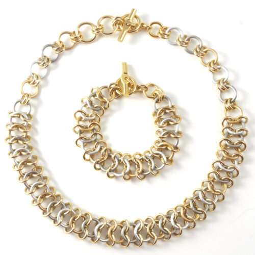 Aluminium Jewellery Chain 29 Bracelet - Gold and Silver - Image 2