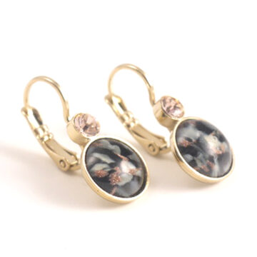 Bohemia Drop Earrings - Colour 12 Black-grey Mix/g Rose Crystal