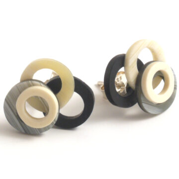 Cellulose Acetate Circle Dance Studs - Bone Colour