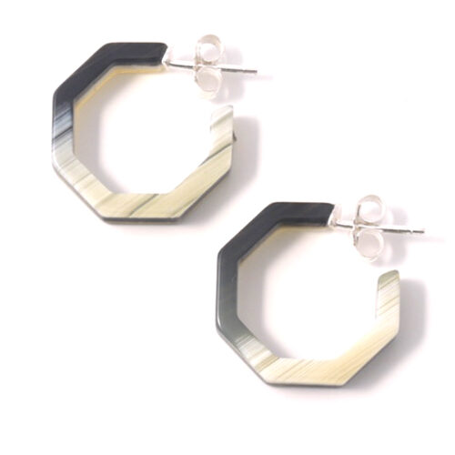 Cellulose Acetate Small Octagonal Hoops - Bone - Image 2