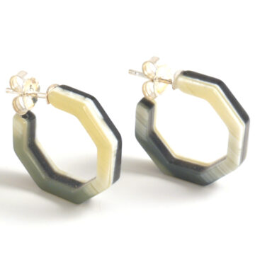 Cellulose Acetate Small Octagonal Hoops - Bone