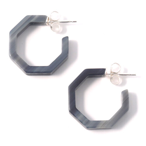 Cellulose Acetate Small Octagonal Hoops - Buffalo Horn - Image 2