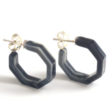 Cellulose Acetate Small Octagonal Hoops - Buffalo Horn
