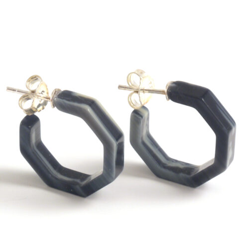 Cellulose Acetate Small Octagonal Hoops - Buffalo Horn