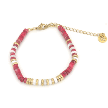 Anartxy Heishi Bracelet Pinky-red / Gold