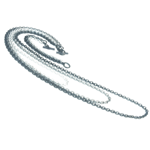 Aluminium Jewellery Chain 3 Long Necklace - Khaki / Gold - Image 8
