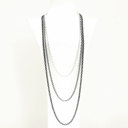 Aluminium Jewellery Chain 3 Long Necklace - Silver/Anthracite/Black - Image 2