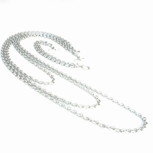 Aluminium Jewellery Chain 3 Long Necklace - Khaki / Gold - Image 3