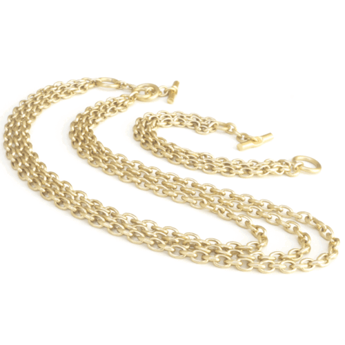 Aluminium Jewellery Chain 3 Bracelet - Matt Gold - Image 2