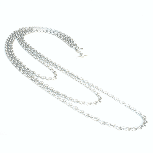 Aluminium Jewellery Chain 3 Long Necklace - Matt Silver