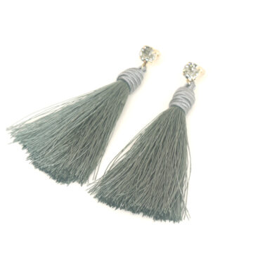 Biba Crystal and Tassel Earrings - Smoke