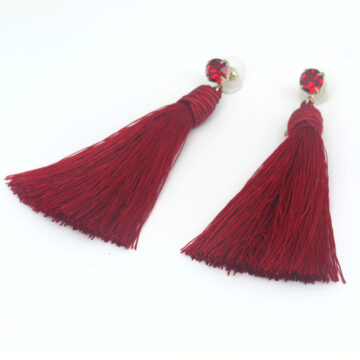 Biba Crystal and Tassel Earrings - Red