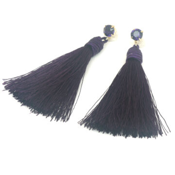 Biba Crystal and Tassel Earrings - Deep Purple