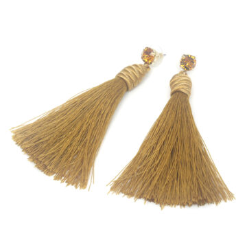 Biba Crystal and Tassel Earrings - Yellow