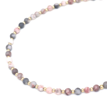 Biba Stone Bead Necklace - Grey, Pink/Gold