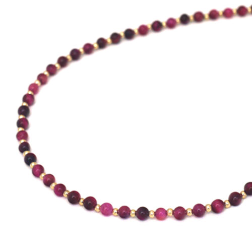 Biba Stone Bead Necklace - Magenta/Gold